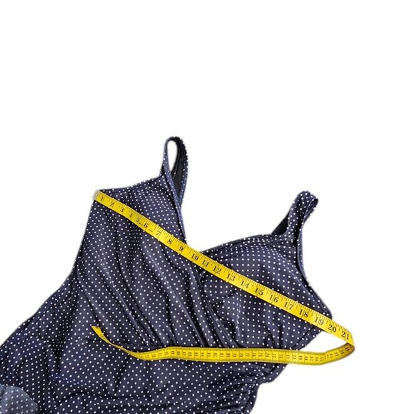 Miraclesuit Plus Size Oceanus One Piece, Pin Point, Blue/White, V-Neck, Size 22W - Picture 7 of 9